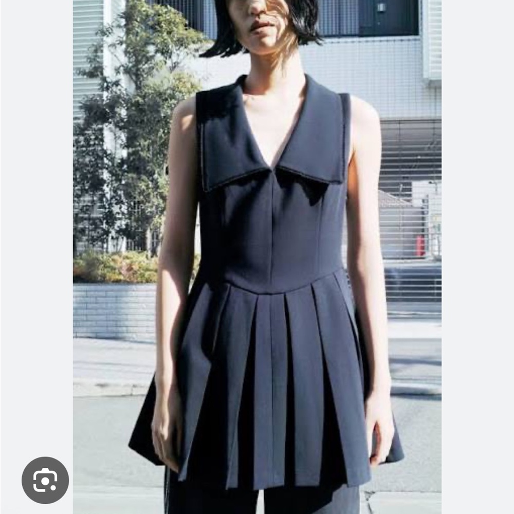 Zara NWT short dress with peter pan collar navy 2124/550